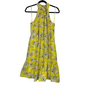 ELIZA J  dress yellow floral chiffon ruffle halter